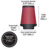 RU-2815 K&N Universal Clamp-On Air Filter
