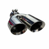 Dual 3 1/4" Outlet 3" Inlet Clamp on Exhaust Tip- Double Wall