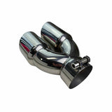 Dual 3 1/4" Outlet 3" Inlet Clamp on Exhaust Tip- Double Wall