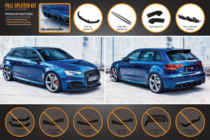 Audi RS3 (2013-2020)  8V Sportback (PFL) Full Lip Splitter Set